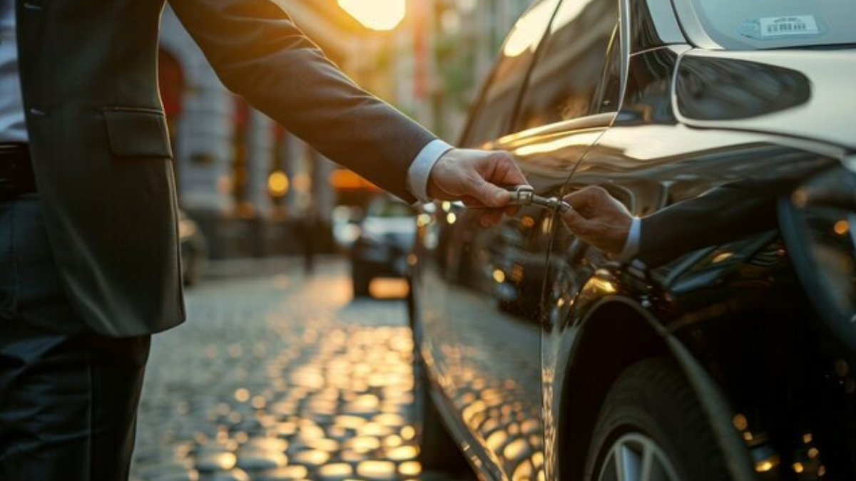 Luxury black car service transporting fans to MetLife Stadium for World Cup 2026