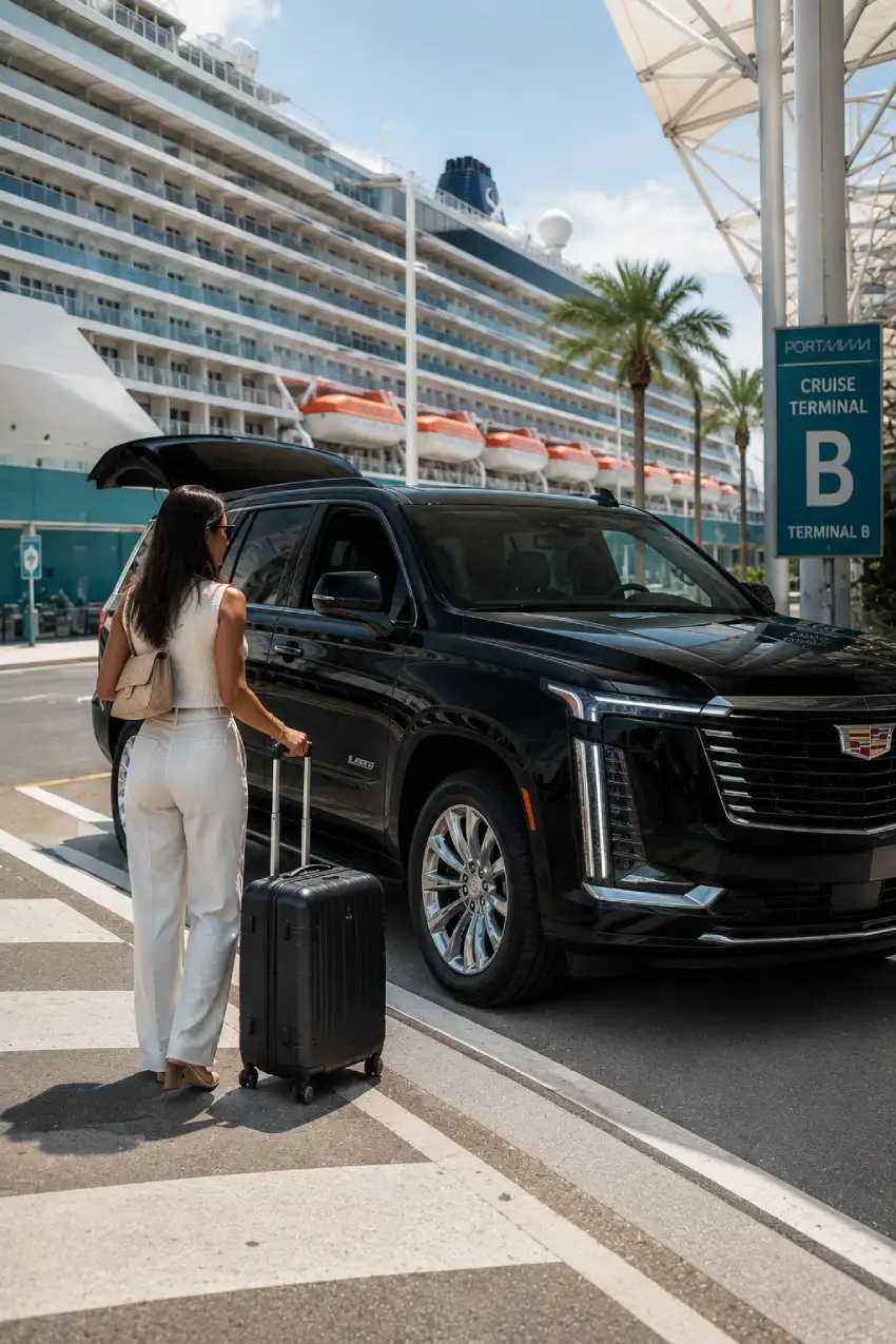 Travelers heading to the terminal with Car Service to New York Cruise Port